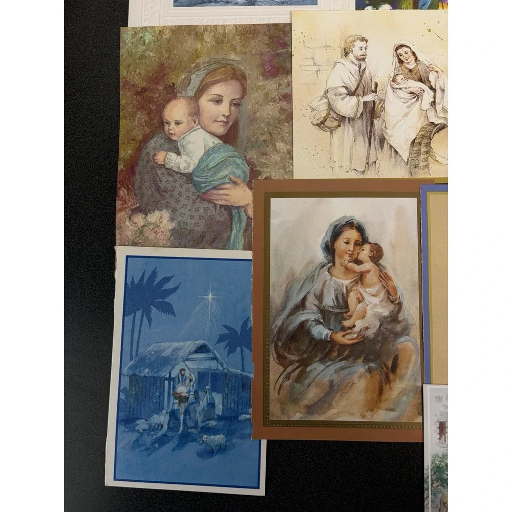 Vintage Christmas Cards Fronts ONLY Nativity Scrapbooking Crafts Lot of 50+